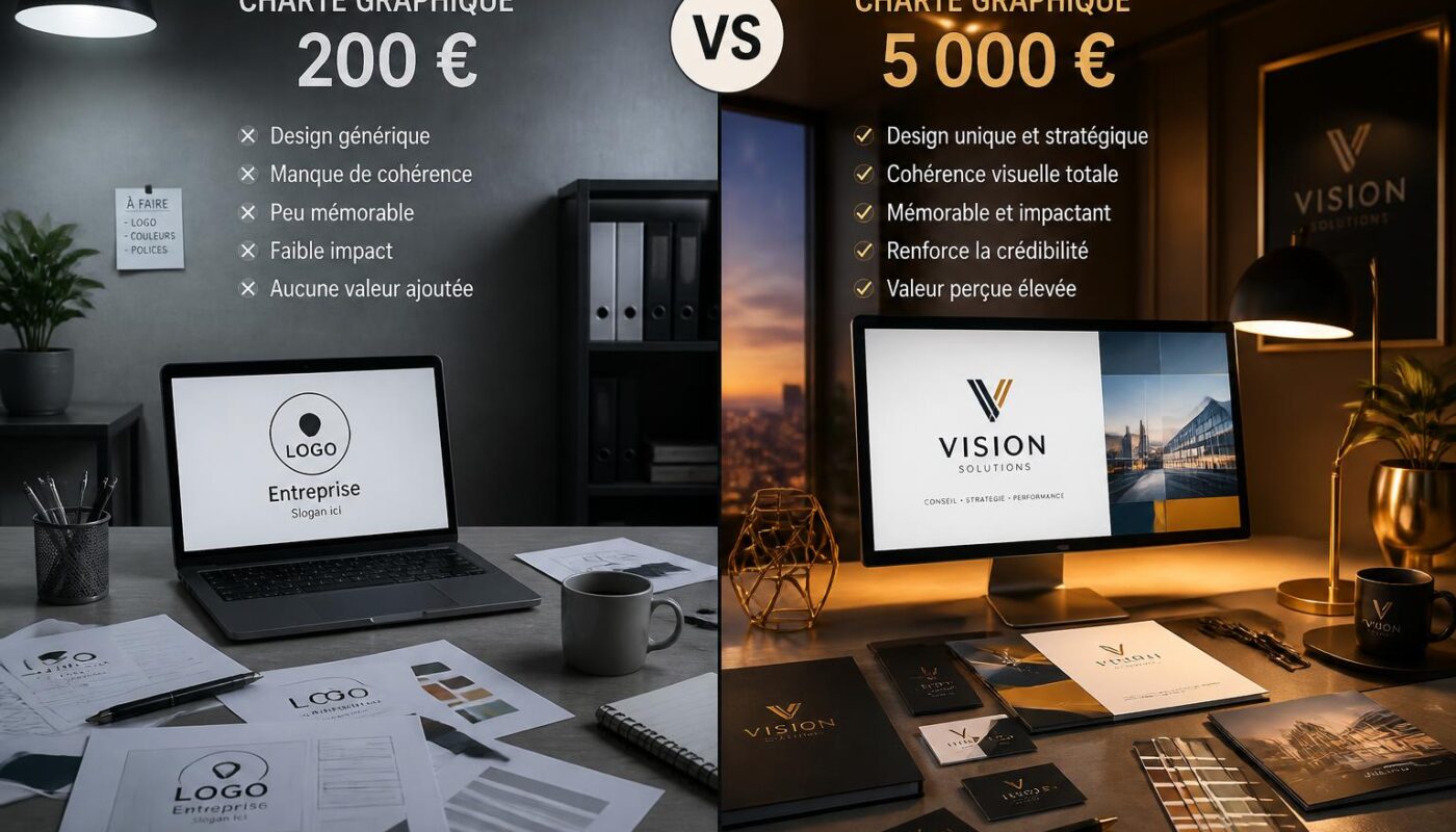 découvrez les différences clés entre une charte graphique à 200 € et à 5 000 € et comment ce choix impacte réellement l'image et la croissance de votre entreprise.