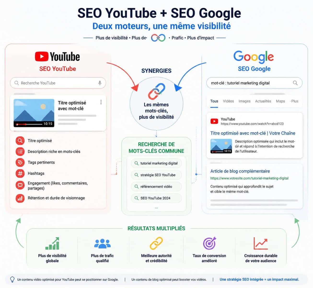 d&eacute;couvrez pourquoi les strat&eacute;gies seo diff&egrave;rent entre youtube et google et pourquoi utiliser les m&ecirc;mes mots-cl&eacute;s ne donne pas les m&ecirc;mes r&eacute;sultats sur ces deux plateformes.