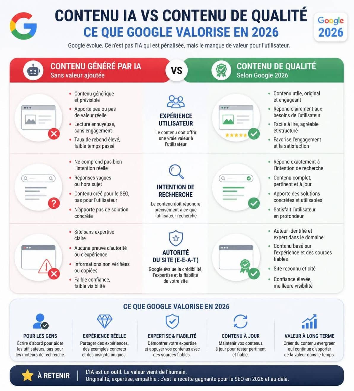 d&eacute;couvrez ce que google consid&egrave;re r&eacute;ellement comme du contenu de qualit&eacute; en 2026 et d&eacute;mystifiez les id&eacute;es re&ccedil;ues sur le seo pour optimiser efficacement votre site.