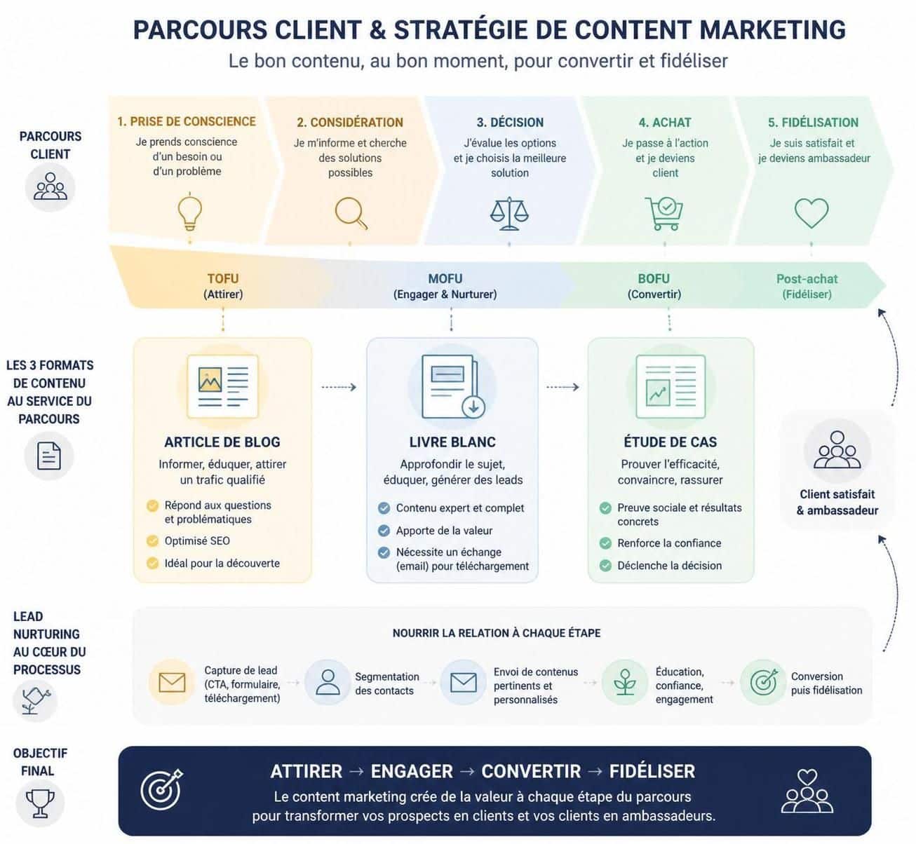 d&eacute;couvrez comment choisir entre article de blog, livre blanc et &eacute;tude de cas en fonction de chaque &eacute;tape de votre tunnel de conversion pour optimiser votre strat&eacute;gie de contenu.