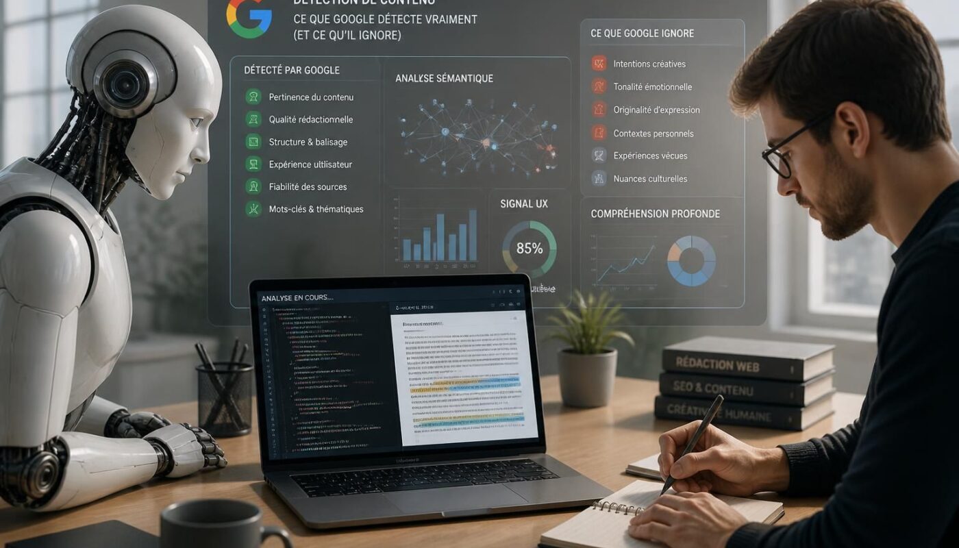 découvrez comment google identifie la rédaction web assistée par ia, ce qu'il détecte réellement et ce qu'il ne prend pas en compte pour mieux optimiser votre contenu.