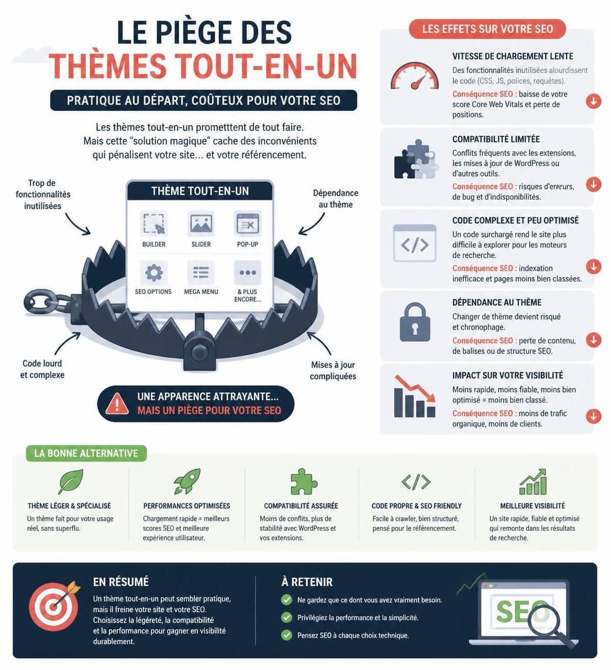 découvrez pourquoi les thèmes « tout-en-un » peuvent nuire durablement à votre seo et comment éviter leurs pièges pour optimiser la visibilité de votre site sur le long terme.