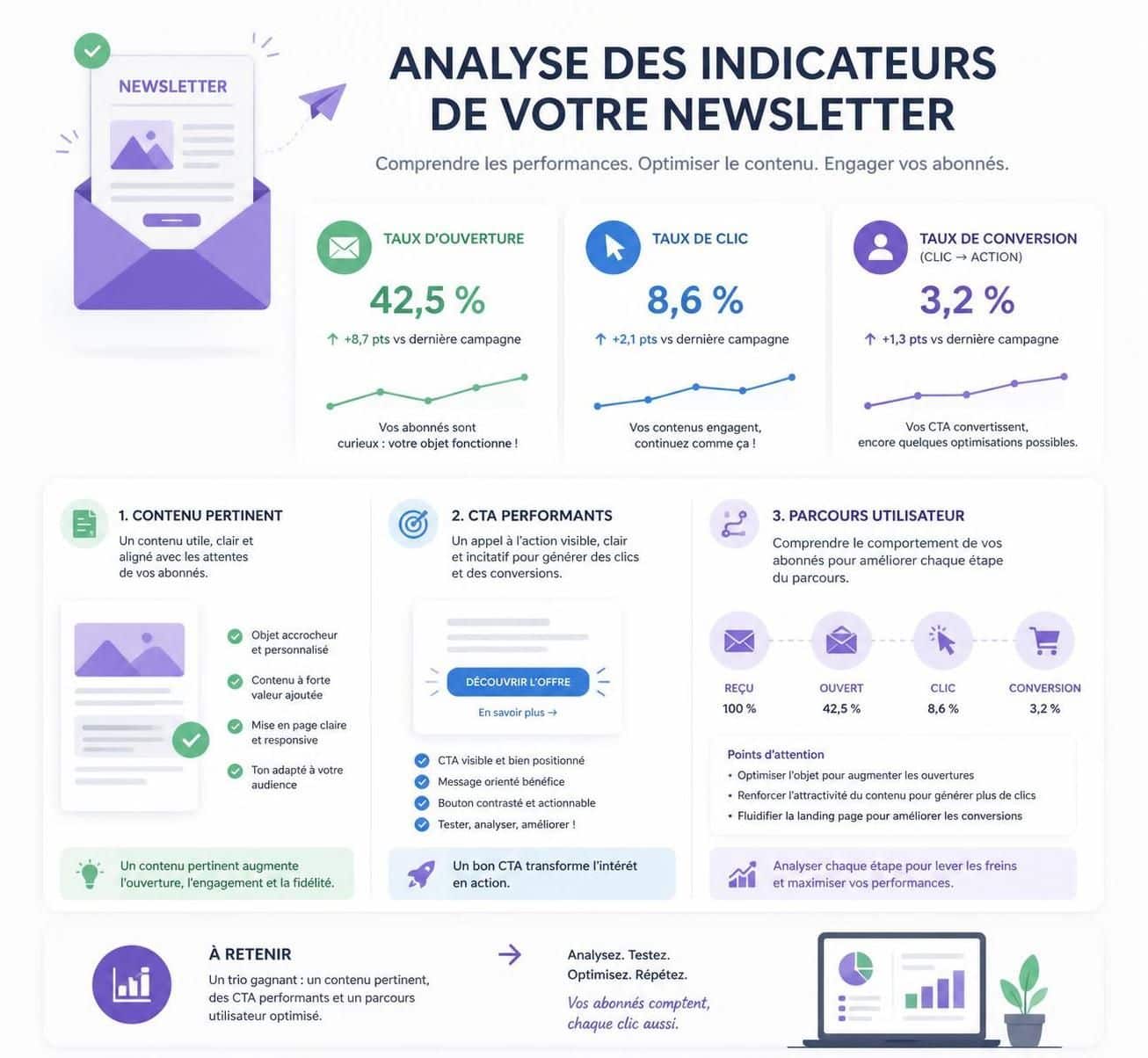 découvrez pourquoi votre newsletter connaît un taux d'ouverture de seulement 18 % et un taux de clic de 0,5 %, et apprenez à identifier et résoudre le véritable problème pour améliorer l'engagement de vos abonnés.
